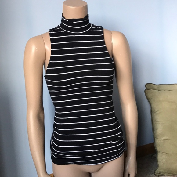 Express Tops - Express Striped Turtleneck Tank